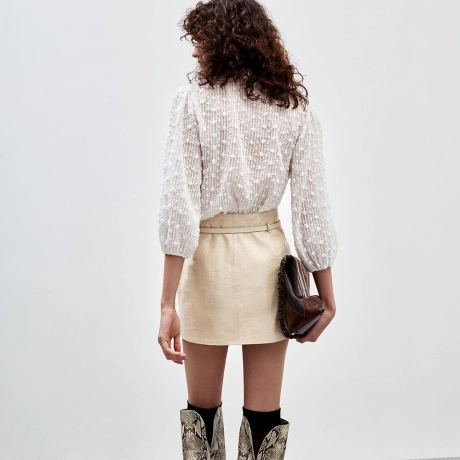 Saia Shorts Couro Croco Valen