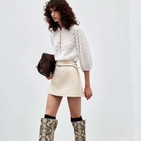 Saia Shorts Couro Croco Valen