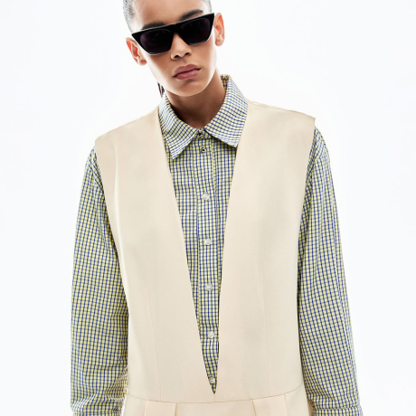 Vestido Crepe Xadrez Tina