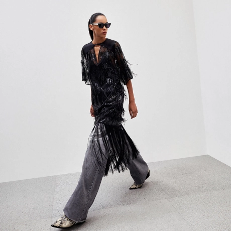 Vestido Paetê Pluma Triz