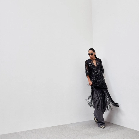 Vestido Paetê Pluma Triz