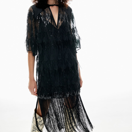 Vestido Paetê Pluma Triz