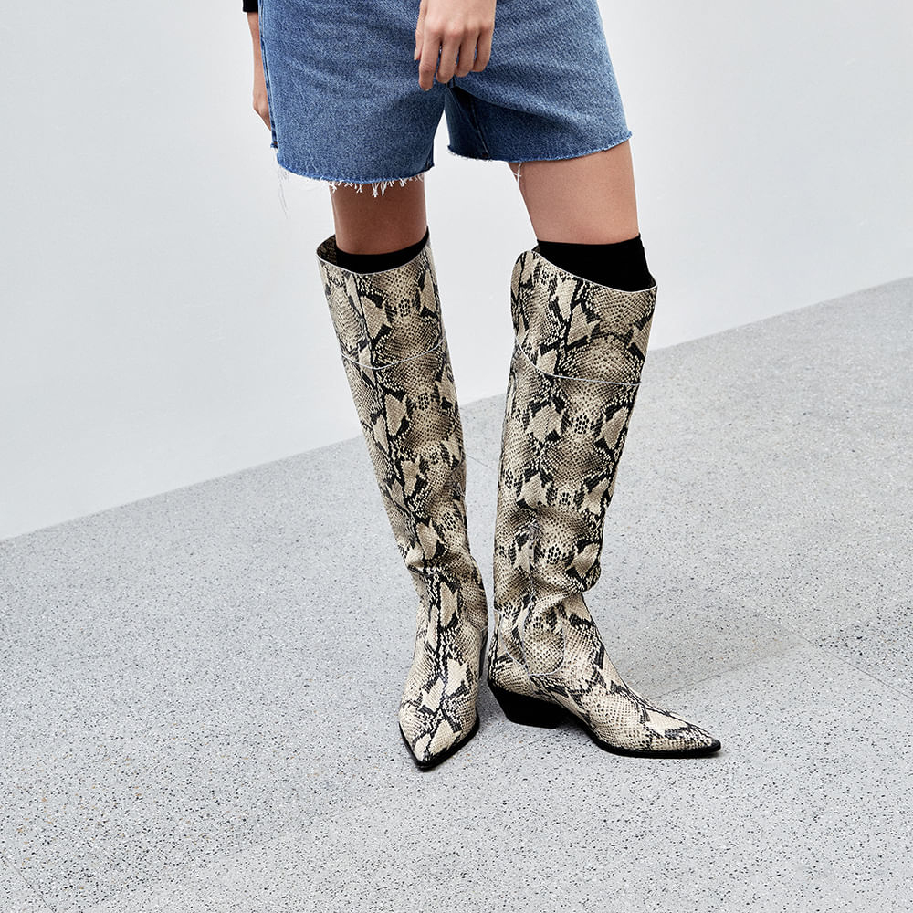 Bota Couro Python Aline