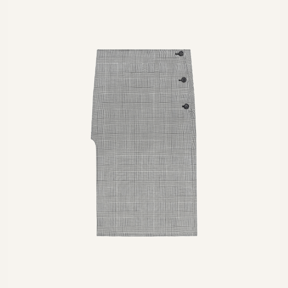 Saia Oblique Prince Of Wales Longa Courrèges