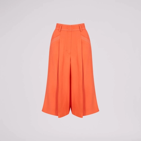 Bermuda Crepe Pesponto Natalie - Laranja Fire/40