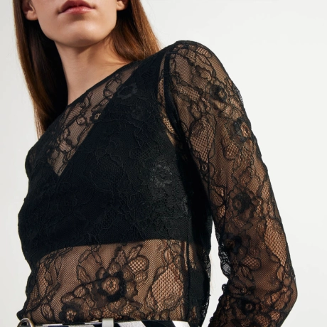 Blusa Flower Lace Felipa - Preto/PP