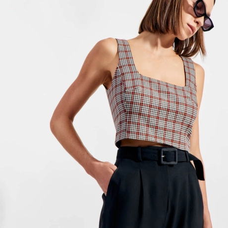 Blusa Gabardine Vichy Lauren (ref ef0f)