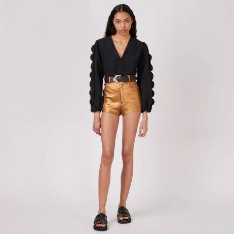 Blusa Linho Scallops Lupita - Preto/40