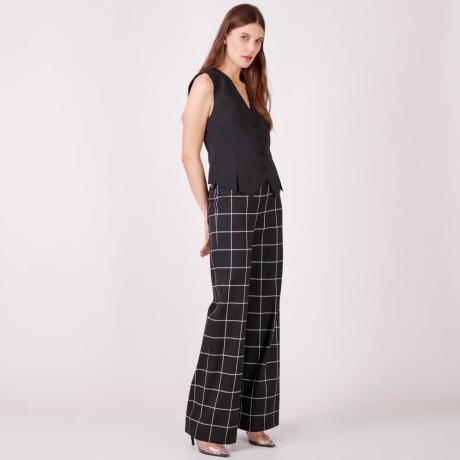 Calça Gabardine Xadrez Lorena - Preto/34 Calça Gabardine Xadrez Lorena - Preto/34