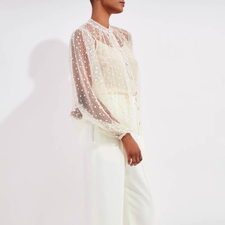 Camisa Tule Poá Penny - Off White/36