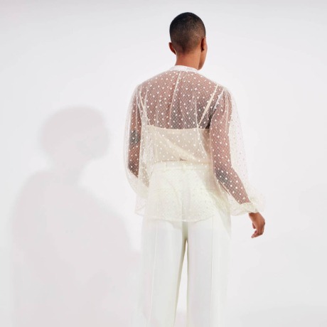 Camisa Tule Poá Penny - Off White/36