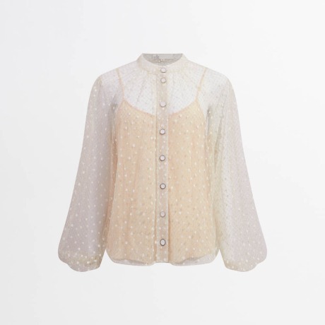 Camisa Tule Poá Penny - Off White/36