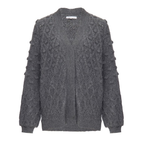 Cardigan Pompom Meir - Cinza Mescla/G