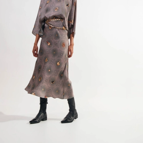 Saia Cetim Mellow Chloe - Verde/Rosa/36