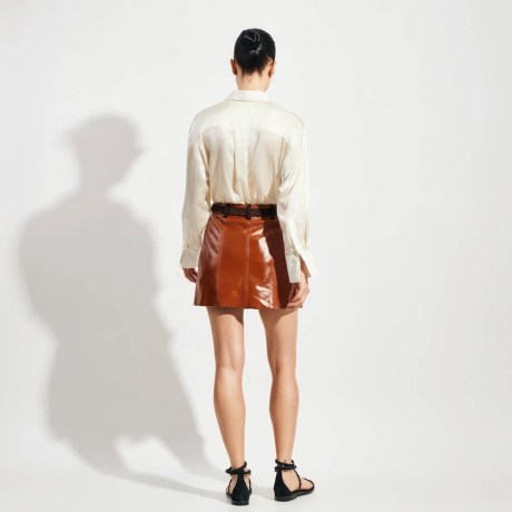 Saia Shorts Couro Cora