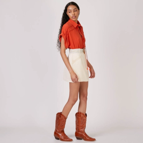 Saia Shorts Crepe Pesponto Nina (ref f443)